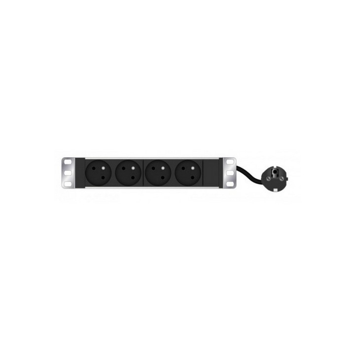 Bloc multiprise 10" 1U noir 4PC 2P+T,10/16A cordon 2.30m
