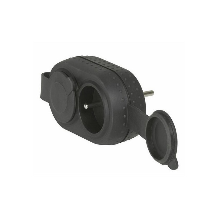Legrand biplite noire 2P+T 16A caoutchouc étanche IP44