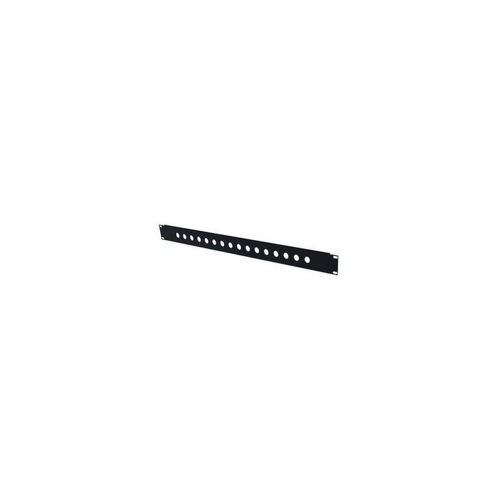 Face 19" 1U acier noir avec 16 trous BNC