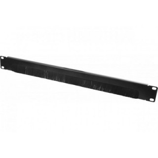 Face 19" 1U passe-câbles en acier noir avec demi-brosse