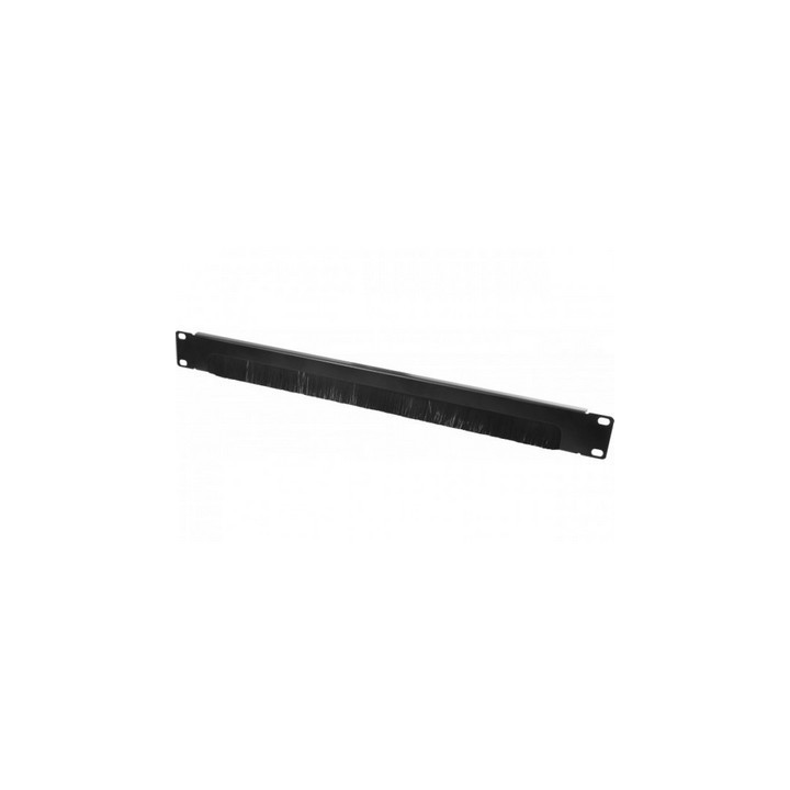 Face 19" 1U passe-câbles en acier noir avec demi-brosse