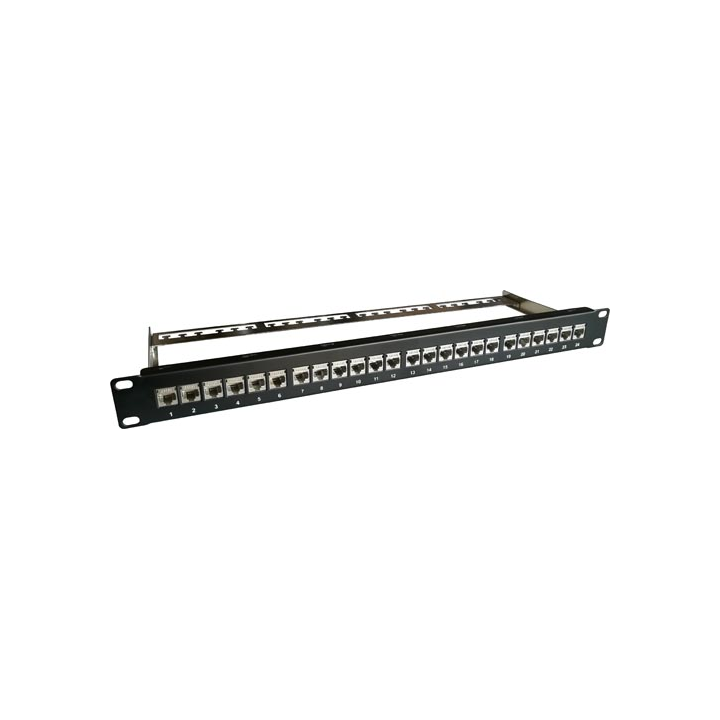 Panneau de brassage 19" 1U équipé de 24 traversées RJ45 cat.6A