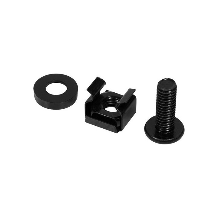 Sachet de 50 vis M6x16mm/écrous cage/rondelles (couleur noire)