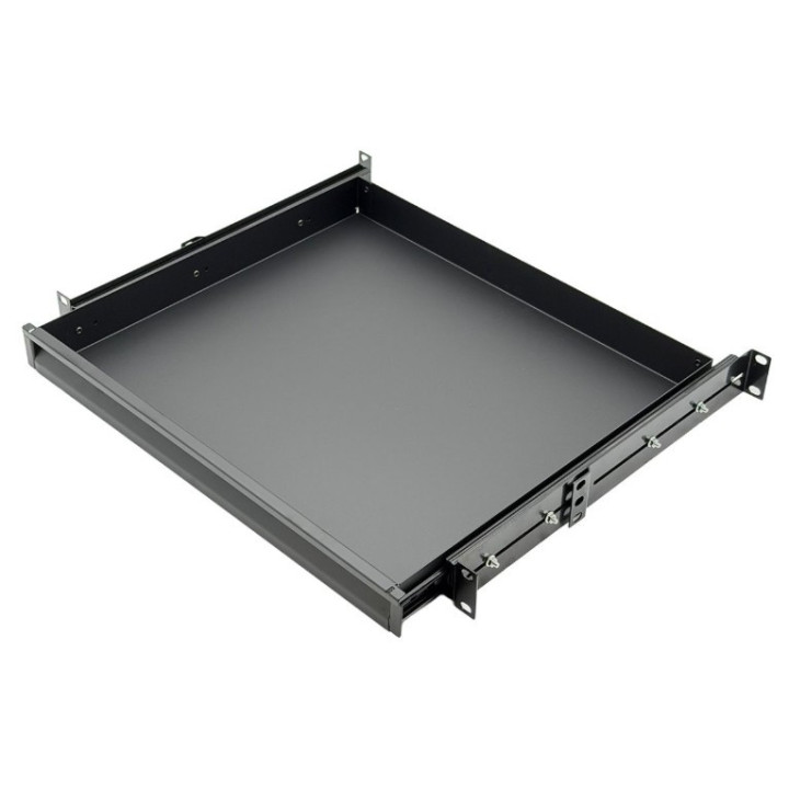 Tiroir 19" 1U ouvert sur le dessus en acier noir