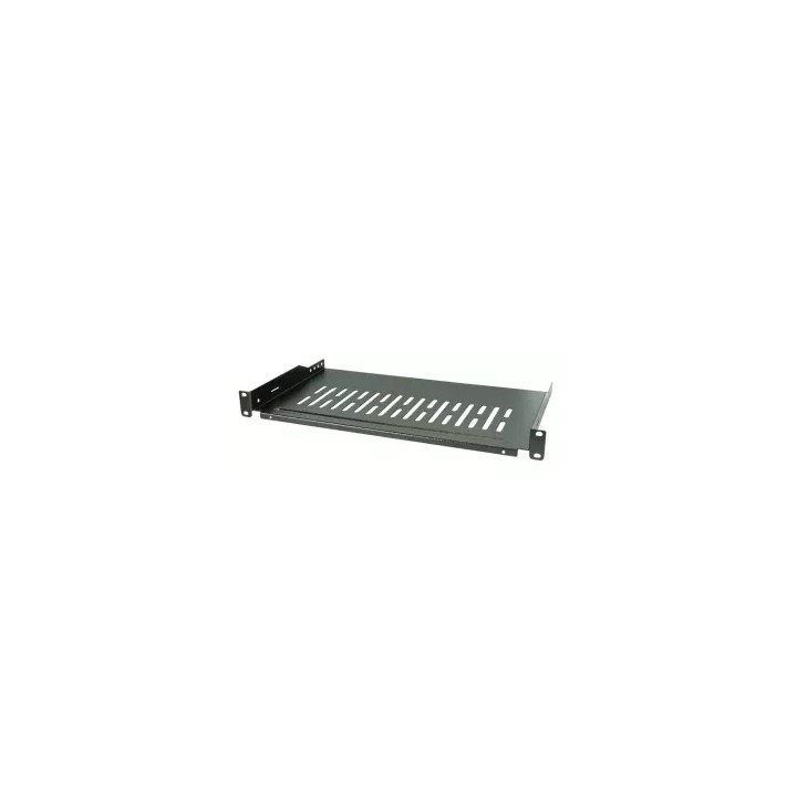 Etagère 19" 1U en acier noir avec perforations prof. 250mm