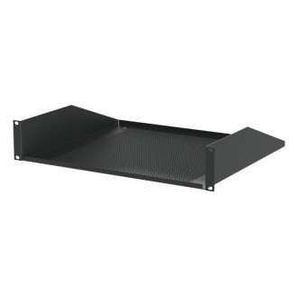 Etagère 19" 2U fixe noire perforée P400mm charge 20kg