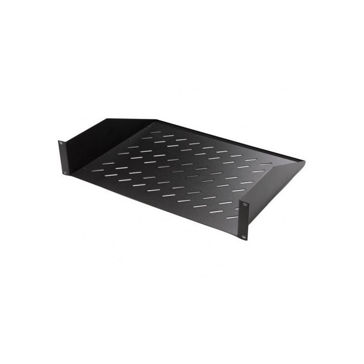 Etagère fixe perforée 19'' 2U noire prof. 350mm charge 30kg