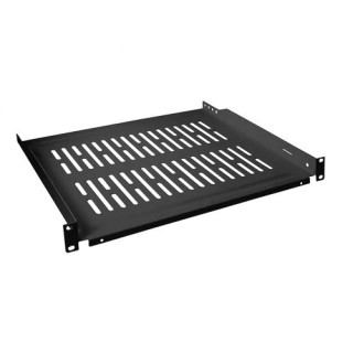 Etagère 19" 1U perforée en acier noir P350mm charge 10kg