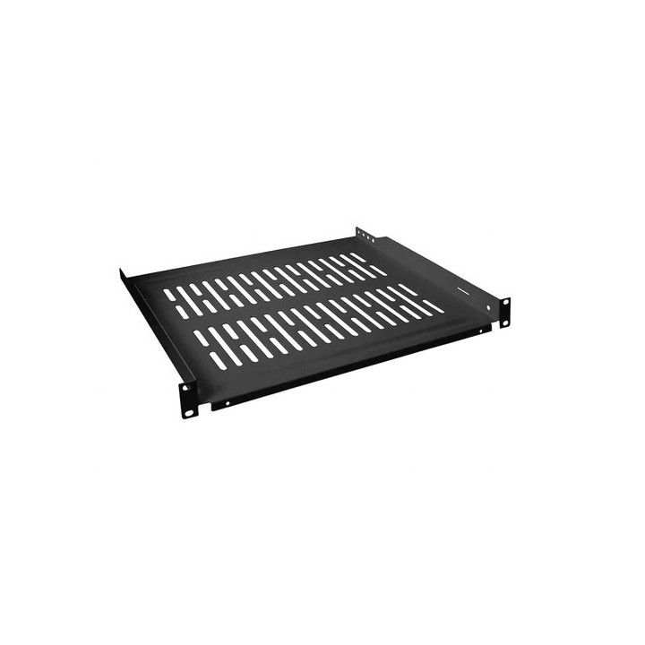 Etagère 19" 1U perforée en acier noir P350mm charge 10kg