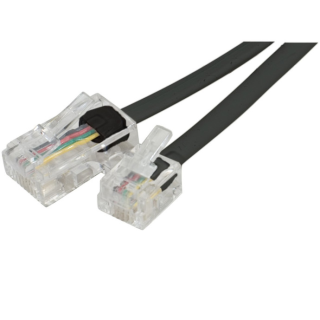 Cordon téléphonique RJ11 / RJ45 méplat noir 10m