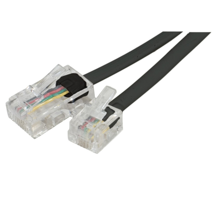 Cordon téléphonique RJ11 / RJ45 méplat noir 10m