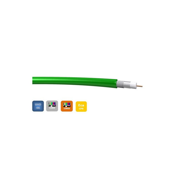 ULTRA HDPRO150 UHD Câble DRAKA 75 Ohms 141m à 12Gb/sFRNC vert Ø12.7mm