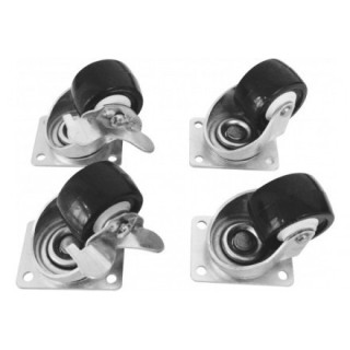 Kit 4 roulettes pour baie 19'' (2 avec freins) hauteur 9cm