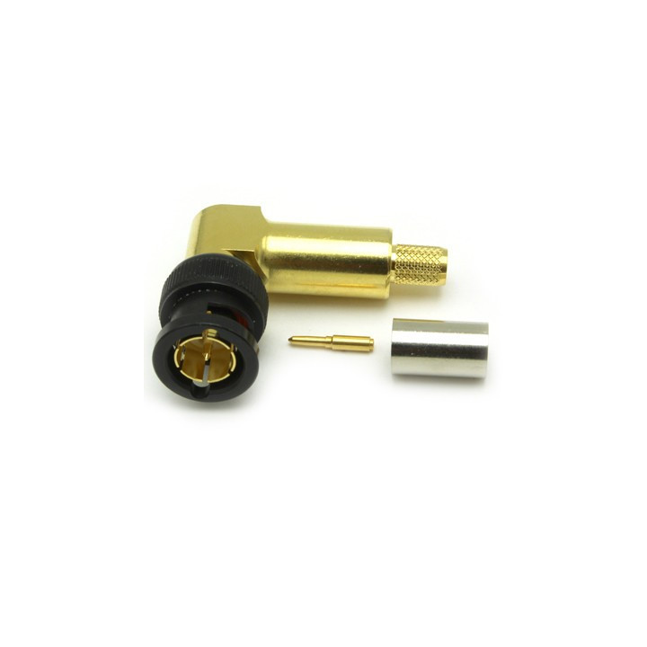 Fiche BNC 75 Ohms mâle coudée à sertir 12GHz pour câble 0.8/3.7-1505A