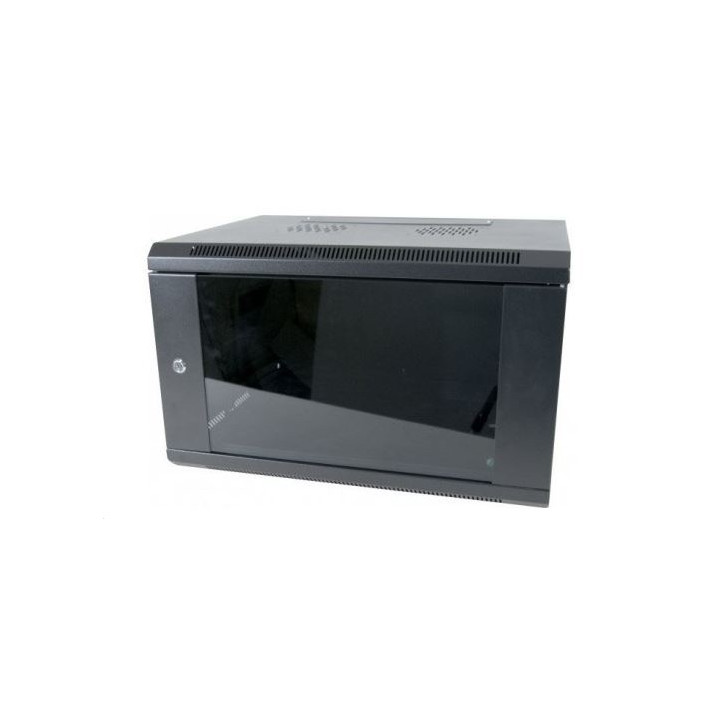Coffret mural 19" 9 U noir dimensions ext. H503 x  L600 x P450