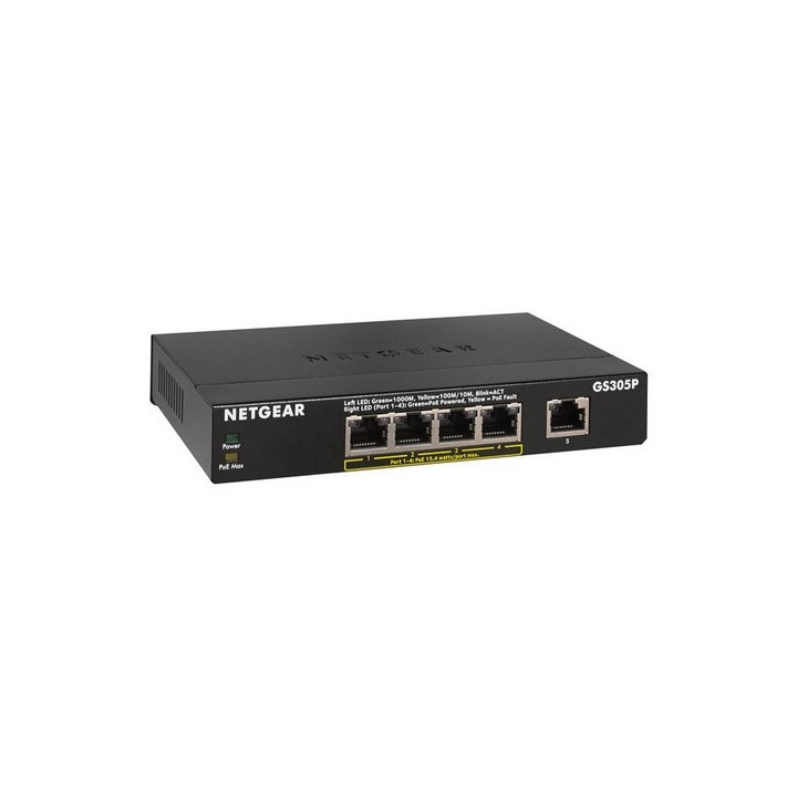 Netgear GS305P -Switch 5 ports 10/100/1000 RJ45 dont 4  POE+ (63w)