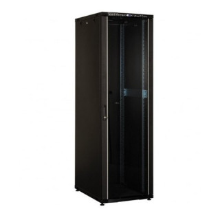 Baie brassage 19'' 20U 600x600 noire porte AV verre/ AR pleine 40kg