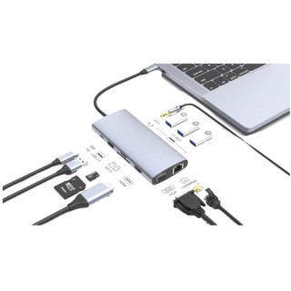 Station d'accueil USB 3.1 Type-C vers HDMI 4K-VGA-LAN-HUB +chargeur 