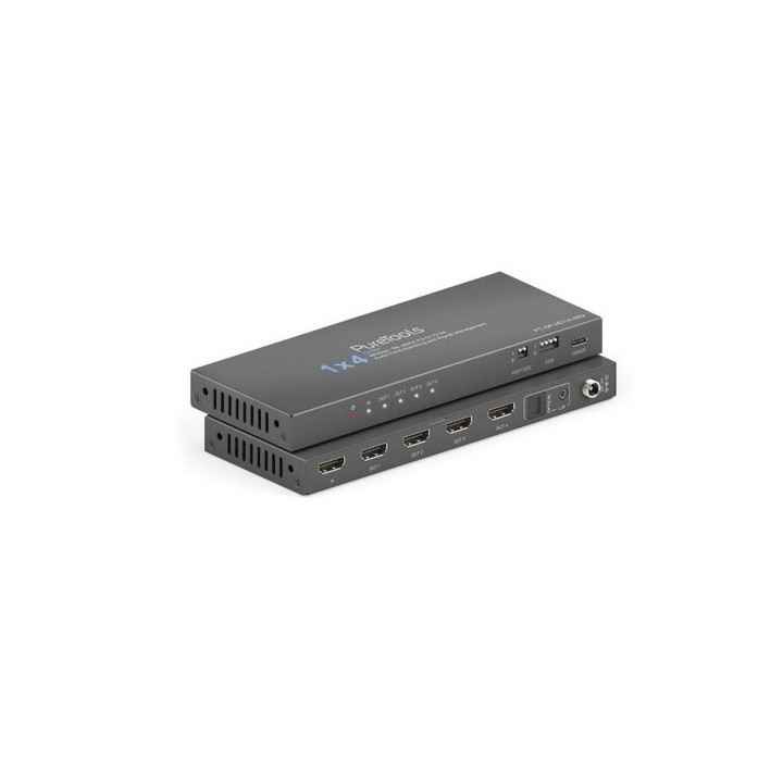 PureTools -1x4 HDMI 2.1 Splitter - 48Gbps avec Scaler et Audio desemd