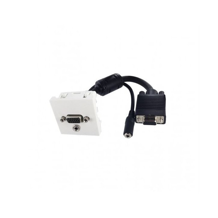 Plastron 45x45 VGA HD15 + audio Jack 3.5mm F / cordon F 0.2m