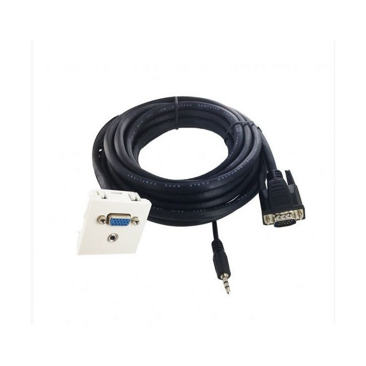 Plastron 45x45 VGA HD15 F / M + Jack 3.5 stéréo F / M 20m