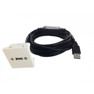 Plastron 45x45 USB 2.0 type A F / cordon amplifié F 15m