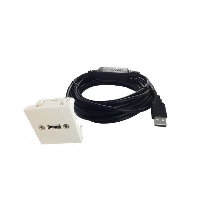 Plastron 45x45 USB 2.0 type A F / cordon amplifié F 15m