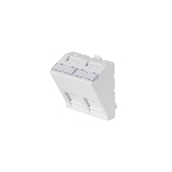 Plastron 45x45 incliné 30° pour 2x RJ45 Keystone (livré sans)