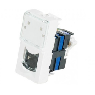 Demi-Plastron Legrand Mosaic 22.5x45 RJ45 cat.6 STP autodénudants