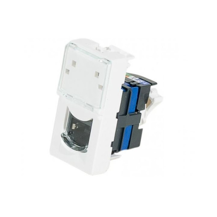Demi-Plastron Legrand Mosaic 22.5x45 RJ45 cat.6 STP autodénudants
