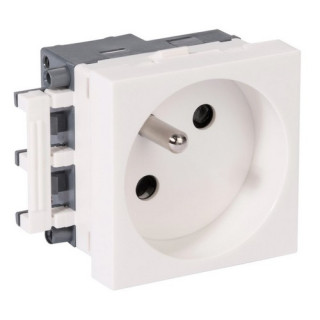 Plastron prise secteur 2P+T 45x45 230V 16A blanc