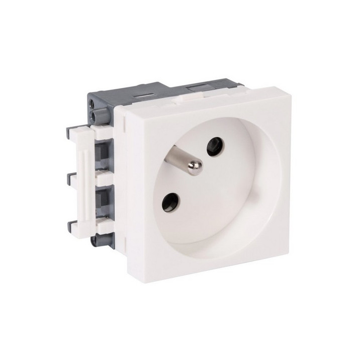 Plastron prise secteur 2P+T 45x45 230V 16A blanc