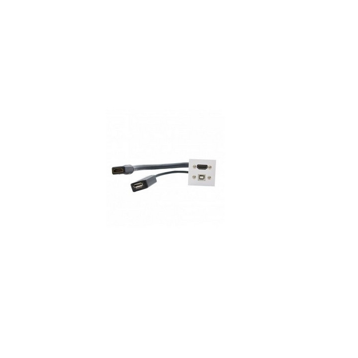 Plastron 45x45 HDMI 2.0 coudé 60° + USB2.0 amplifié F/F - 0.3/0.2m