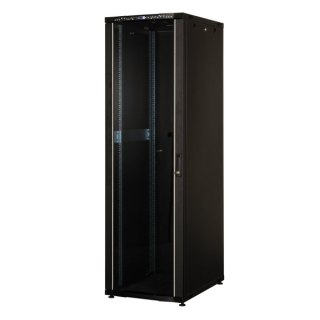 Baie brassage 19'' 36U 600x800 noire porte AV verre/ AR pleine 76kg