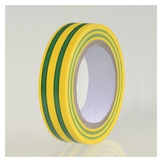 10 rubans isolant électrique 15 mm x 10 m vert/jaune (carton de 100)
