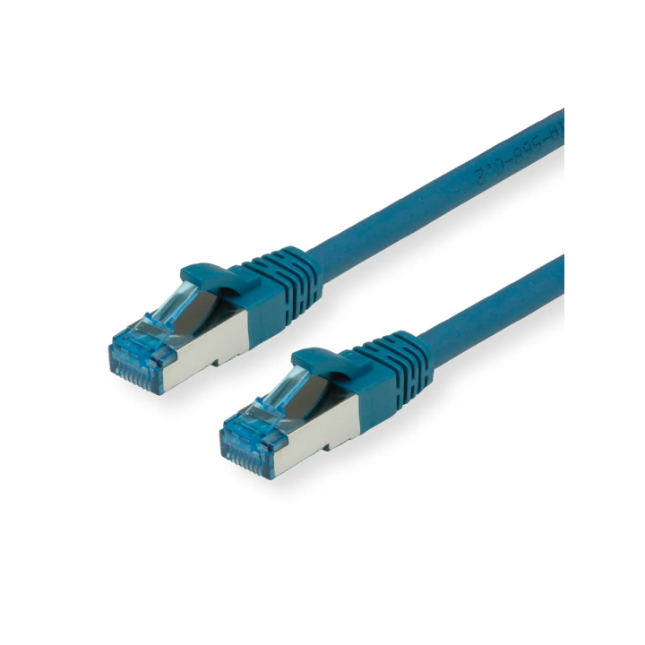 Cordon RJ45 cat.6a S/FTP 500 MHz LSOH snagless bleu 0.30m