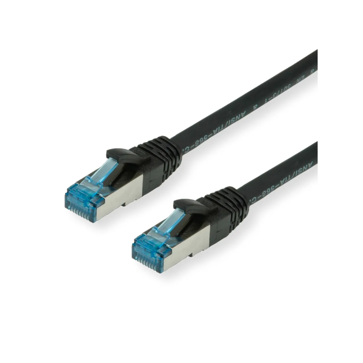 Cordon RJ45 cat.6a S/FTP 500 MHz LSOH snagless noir 0.15m
