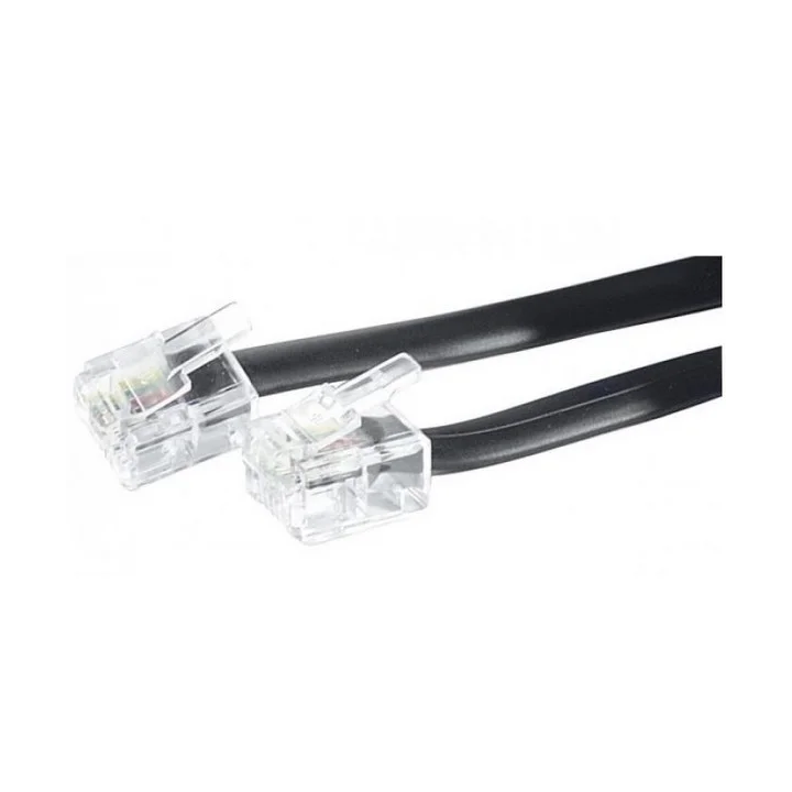 Cordon téléphonique RJ12 (6P6C) méplat noir 6m