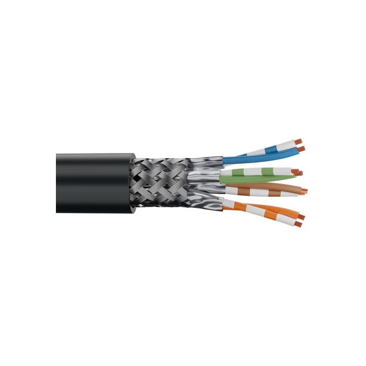 AUDIOLAN6A Câble Ethernet souple cat.6A S/FTP PUR noir (mini 20m)