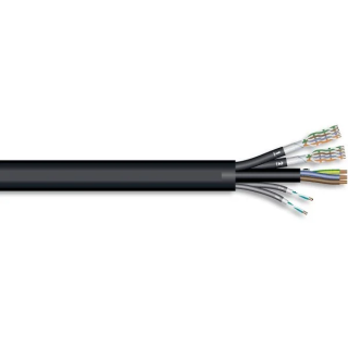 Câble composé : 1x 3x2.5mm² + 2xcat.7 + 2x2x0.25mm² PUR noir Ø21,80mm