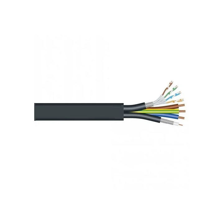 Câble composé : 1xHD/SDI1.2/4.8 + 1xcat.7+ 3x2.5mm² PVC noir Ø 19,9mm