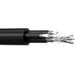 Câble composé : 2xUHD1250FLEXPUR + 1xcat6A PVC noir Ø 16.50mm