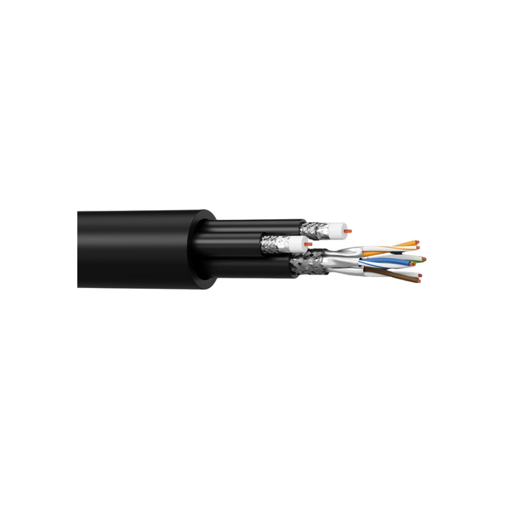 Câble composé : 2xUHD1250FLEXPUR + 1xcat6A PVC noir Ø 16.50mm