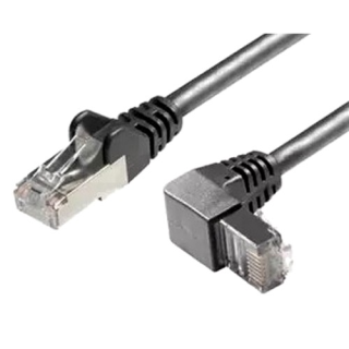 Cordon RJ45 cat.6a S/FTP coudé bas / droit noir 5m