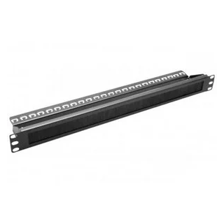 Face 19" 1U passe-câbles en acier noir avec joints balais + support