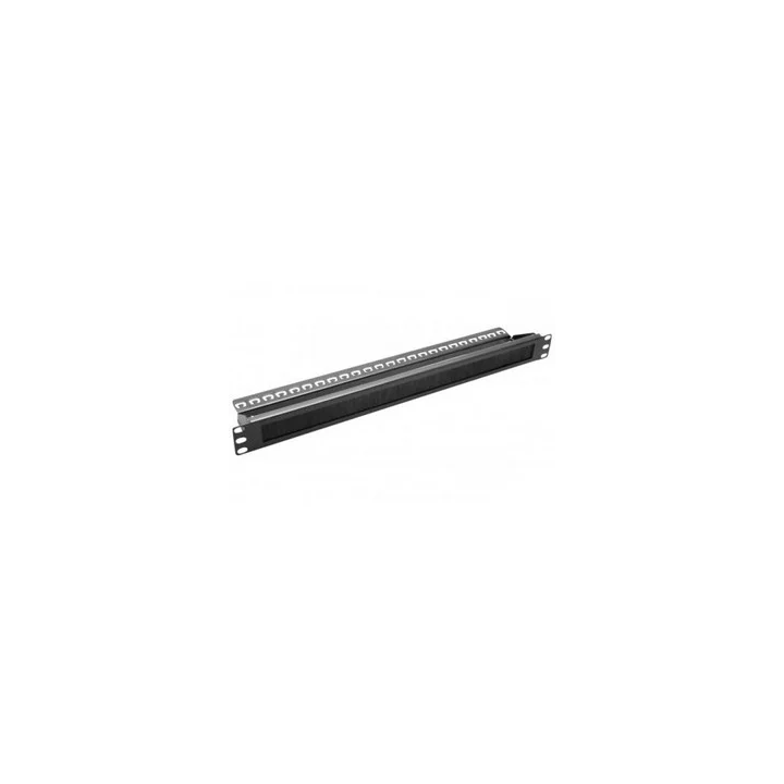 Face 19" 1U passe-câbles en acier noir avec joints balais + support