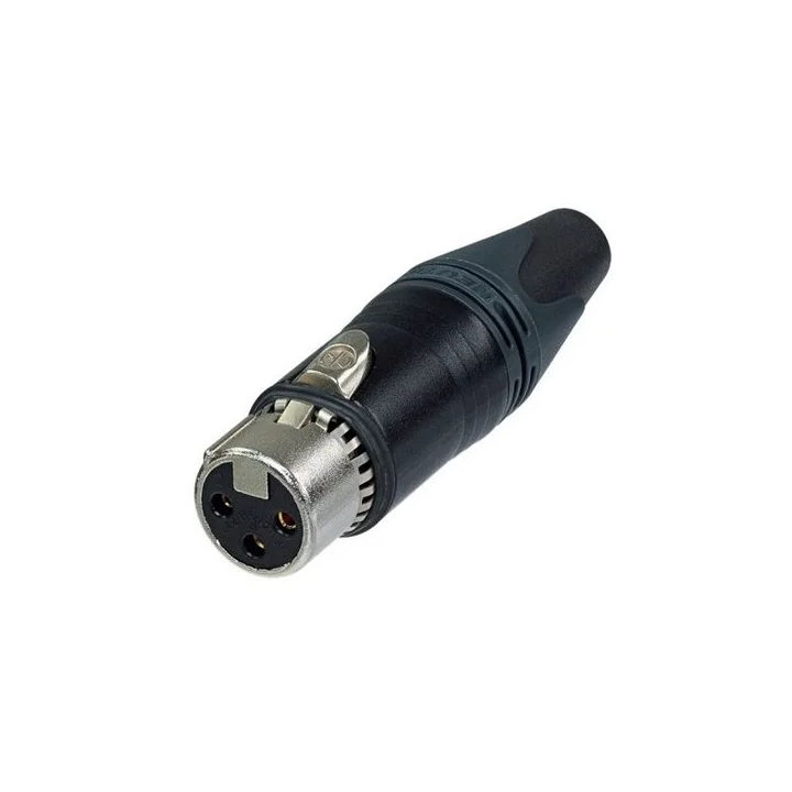 NC3FXX-EMC-B Fiche XLR 3 pts femelle EMC noire, contact or