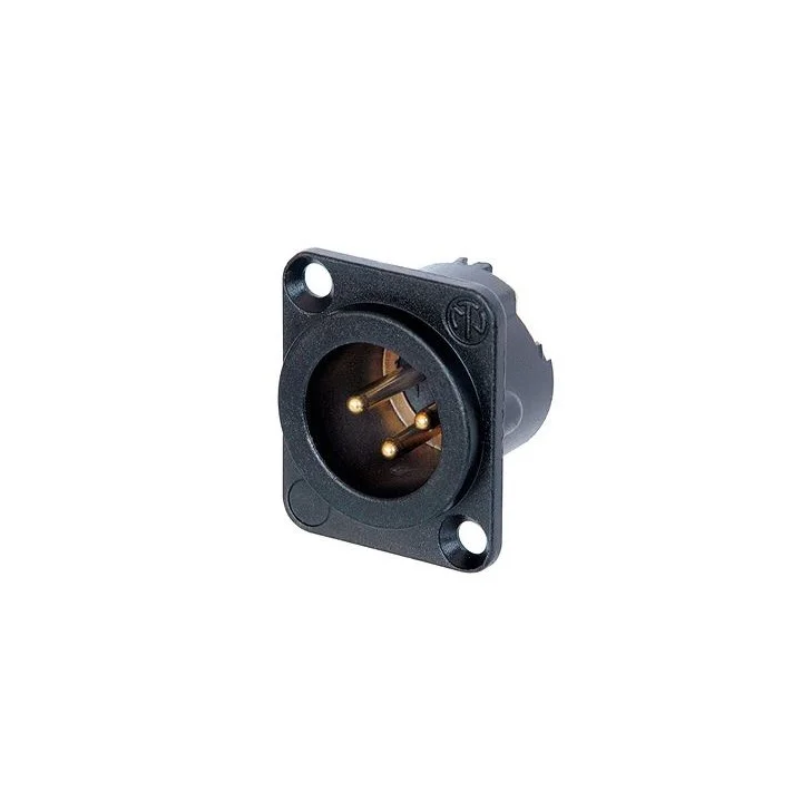 NC3MD-LX-B Embase XLR 3 pts mâle noire contacts or