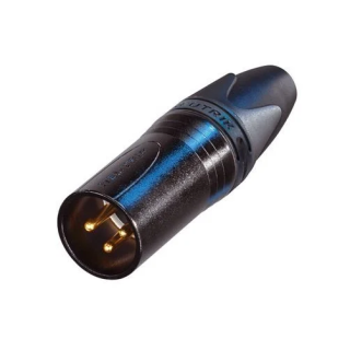 NC3MXX-B Fiche XLR 3 pts mâle droite corps noir contacts or