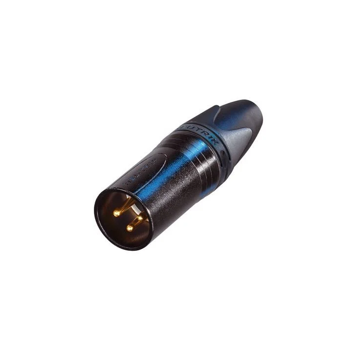 NC3MXX-B Fiche XLR 3 pts mâle droite corps noir contacts or
